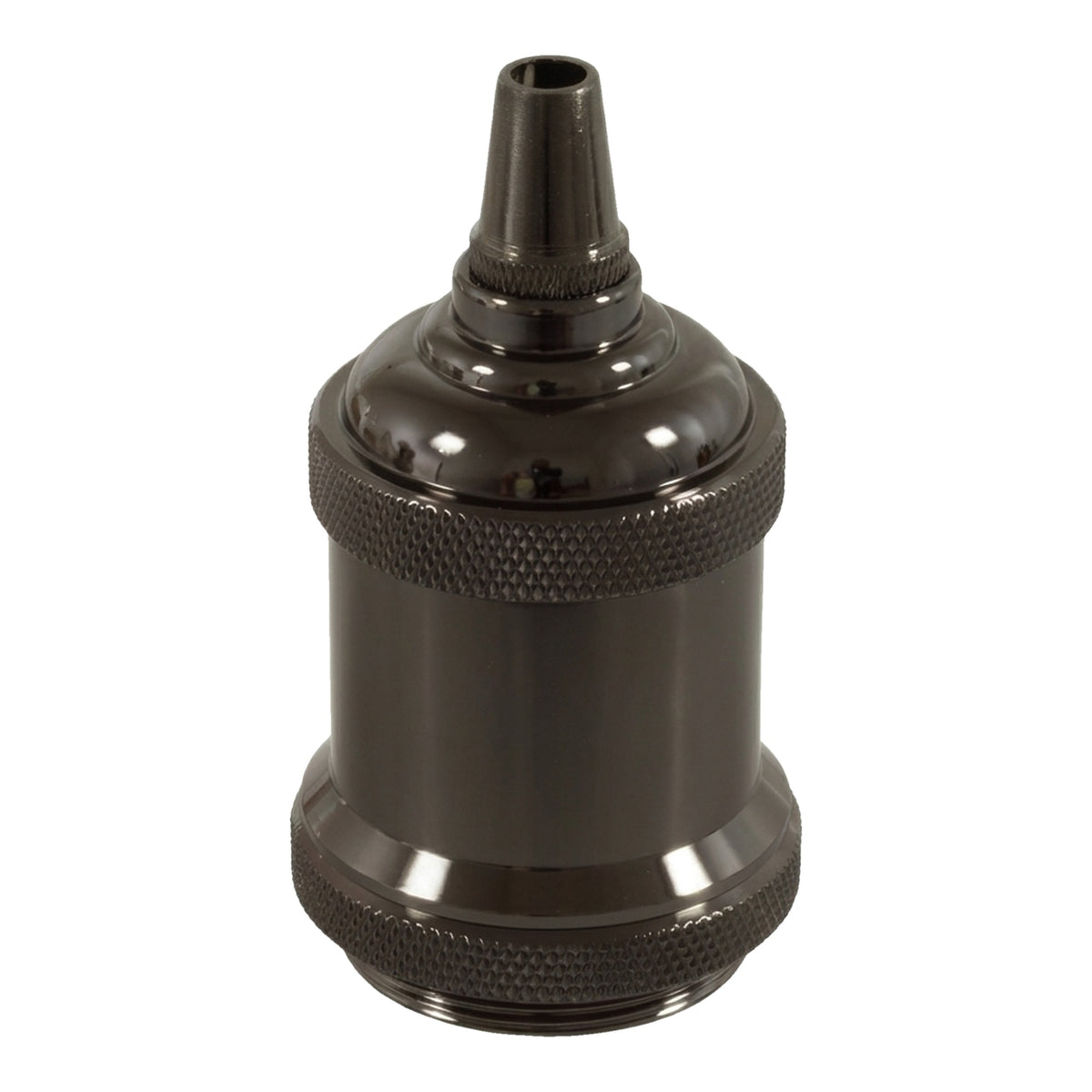 Vintage E27-fitting van aluminium — Zwarte parel