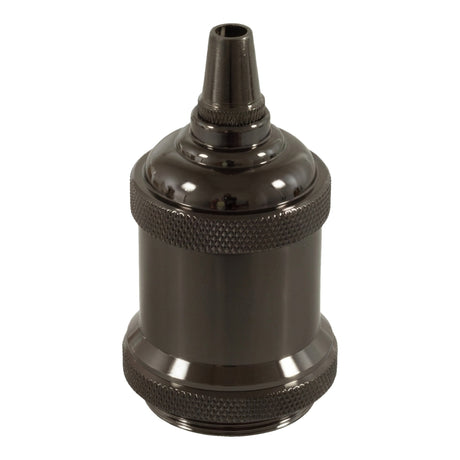 Vintage E27-fitting van aluminium — Zwarte parel