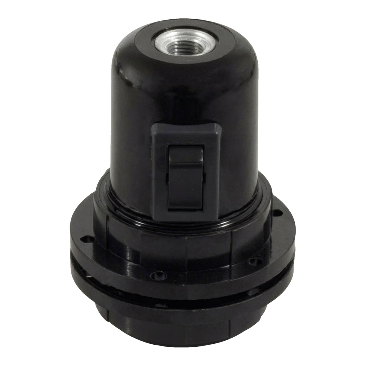 E27-fitting van bakeliet met dubbele ring en schakelaar — Zwart