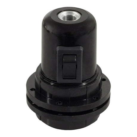 E27-fitting van bakeliet met dubbele ring en schakelaar — Zwart