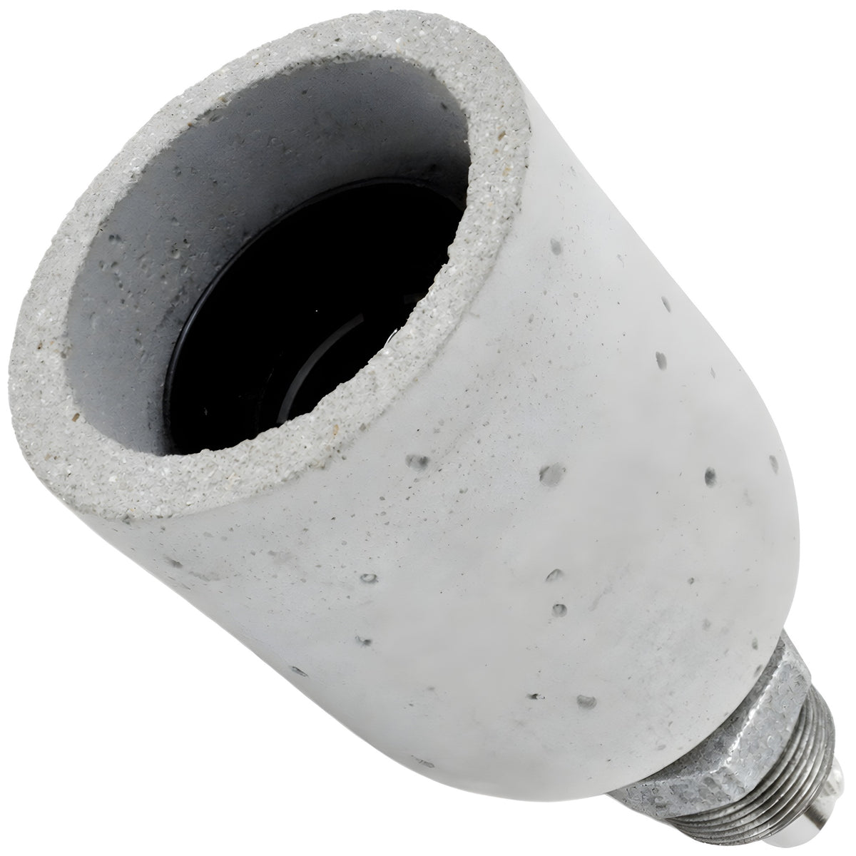 E27-lamphouderset van lichtgrijs beton op fitting met buitendraad van gegalvaniseerd gietijzer