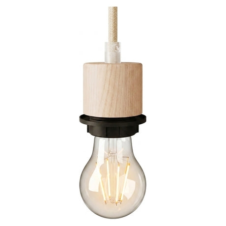 Cilindrische houten E27-fitting met schroefdraad voor lampenkap
