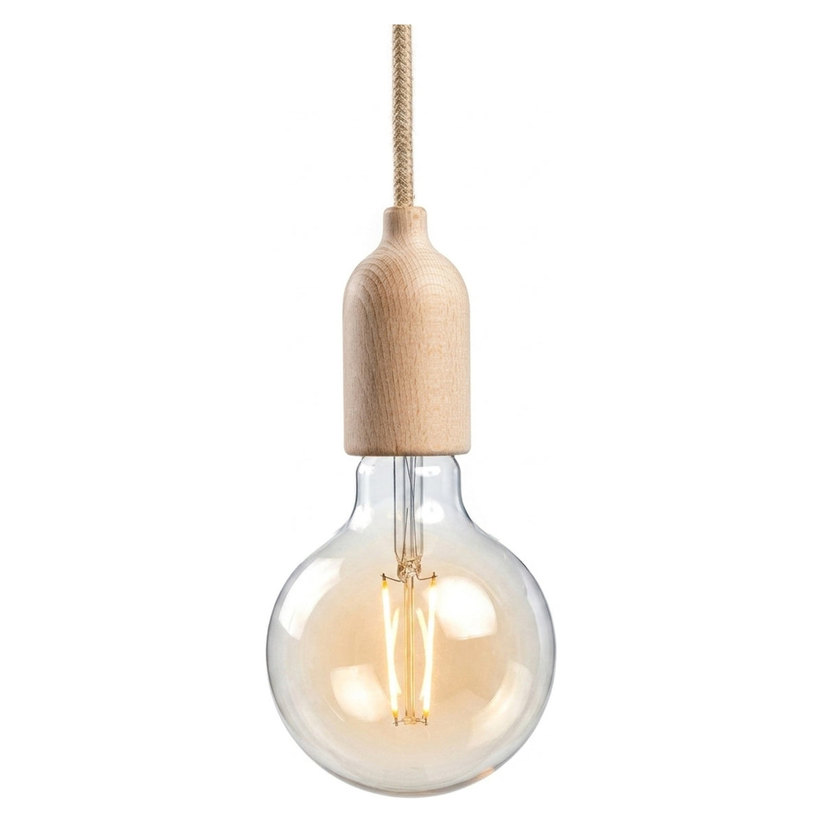 Houten E27-fitting met verborgen trekontlasting — Naturel