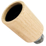 E27-lamphouderset van naturel hout op fitting met buitendraad van gegalvaniseerd gietijzer