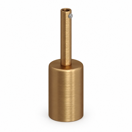 Set met cilindrische metalen E27 lamphouder — trekontlasting van 7 cm — gesatineerde bronsafwerking — aanzicht 1