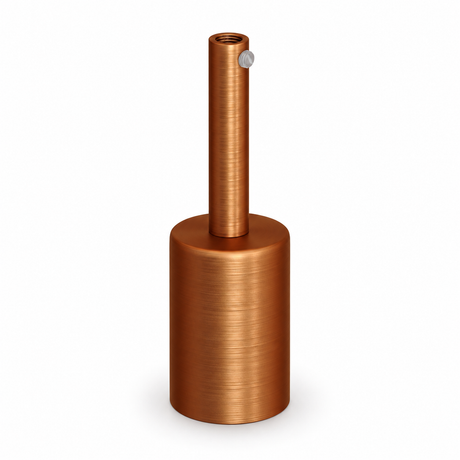 Set met cilindrische metalen E27 lamphouder — trekontlasting van 7 cm — gesatineerde koperafwerking — aanzicht 1