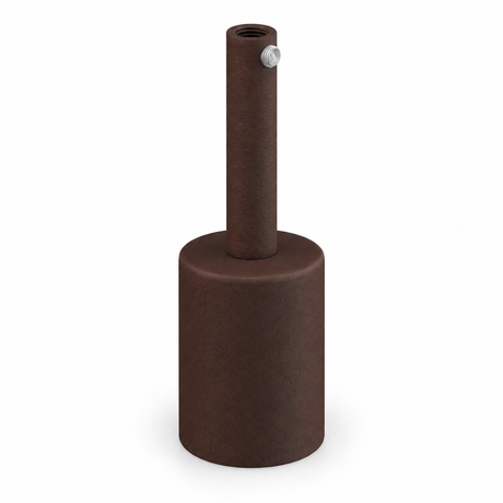 Set met cilindrische metalen E27 lamphouder — trekontlasting van 7 cm — roesteffect — aanzicht 1