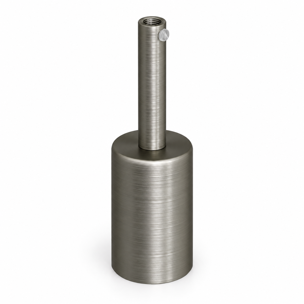 Set met cilindrische metalen E27 lamphouder — trekontlasting van 7 cm — gesatineerde titaniumafwerking — aanzicht 1