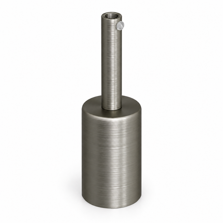 Set met cilindrische metalen E27 lamphouder — trekontlasting van 7 cm — gesatineerde titaniumafwerking — aanzicht 1