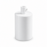 Set met cilindrische metalen E27 lamphouder — cilindrische trekontlasting — glanzend wit — aanzicht 1