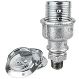 E27-lamphouderset van glanzend zilverkleurig metaal op fitting 1/2'' (15x21mm) met buitendraad van gegalvaniseerd gietijzer