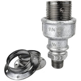 E27-lamphouderset van glanzend zwart metaal op fitting 1/2'' (15x21mm) met buitendraad van gegalvaniseerd gietijzer