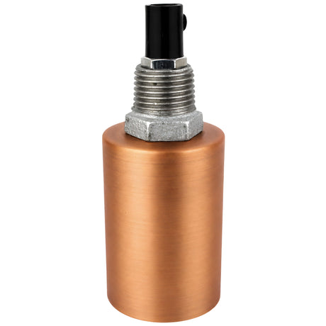 E27-lamphouderset van glad koperkleurig metaal op fitting 1/2'' (15x21mm) met buitendraad van gegalvaniseerd gietijzer