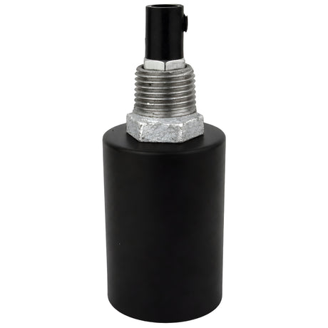 E27-lamphouderset van glad zwart metaal op fitting 1/2'' (15x21mm) met buitendraad van gegalvaniseerd gietijzer