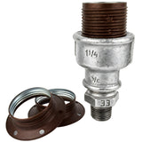 E27-lamphouderset van mat roestkleurig metaal op fitting 1/2'' (15x21mm) met buitendraad van gegalvaniseerd gietijzer