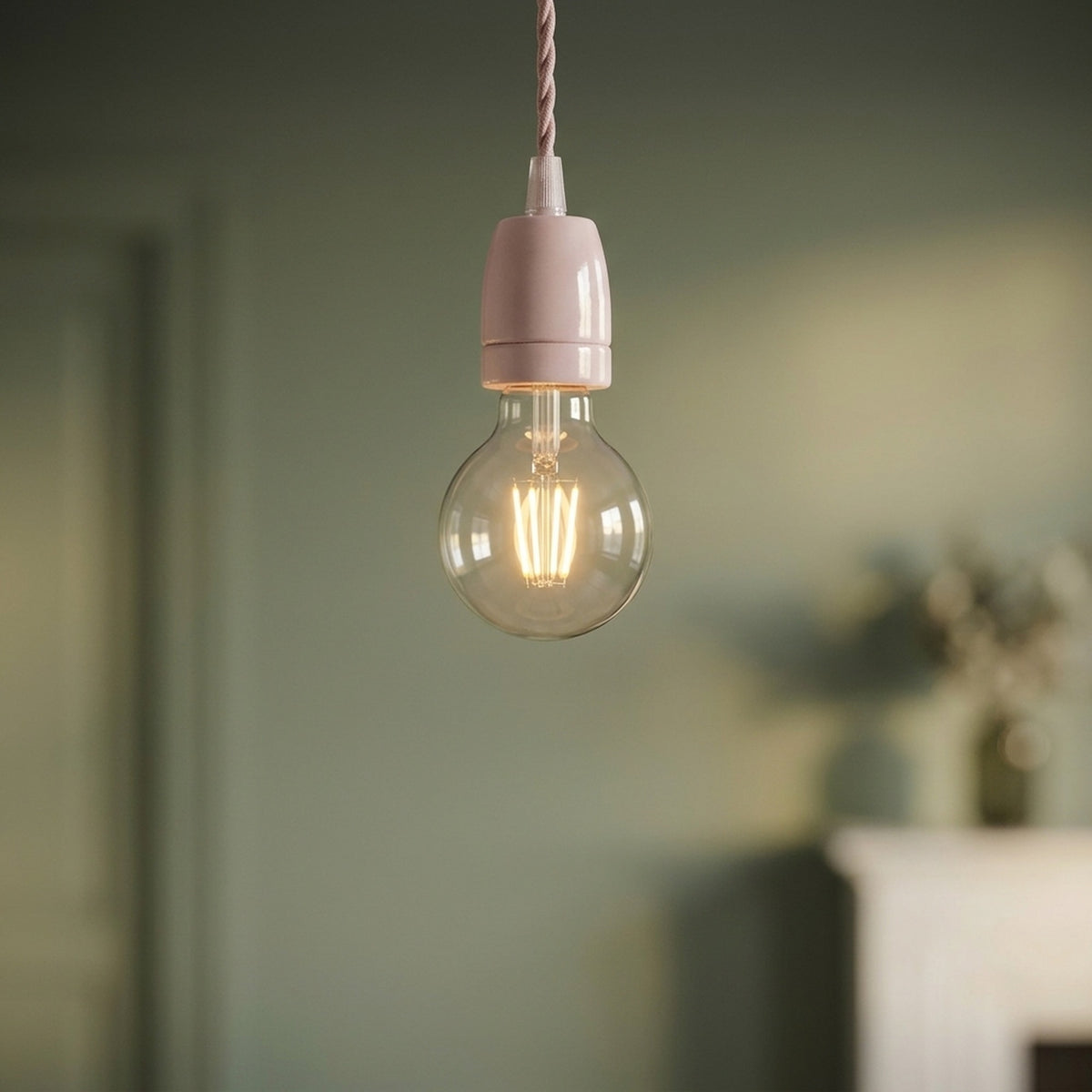 E27-fitting van porselein — Oudroze