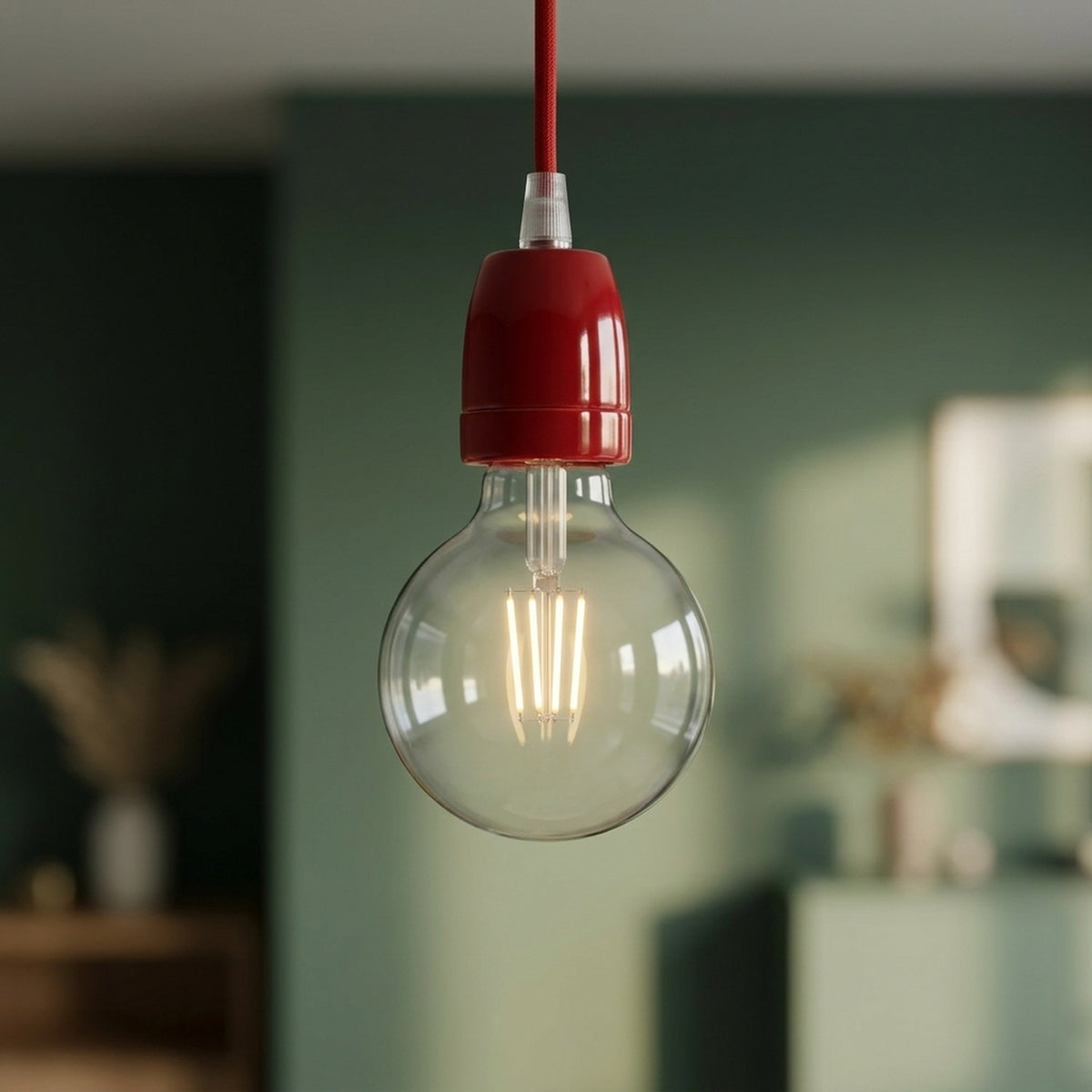 E27-fitting van porselein — Rood