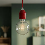 E27-fitting van porselein — Rood