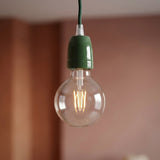 E27-fitting van porselein — Groen