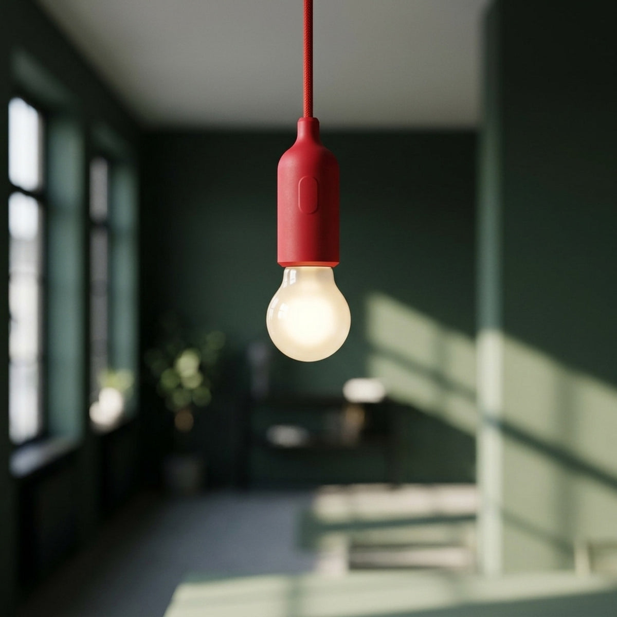 Siliconen E27-fitting met schakelaar — Rood