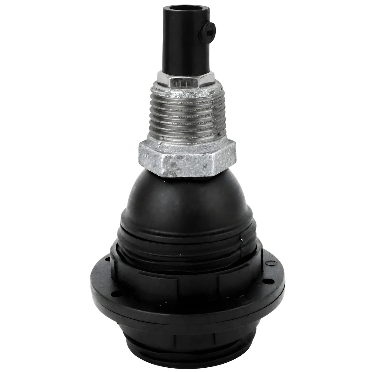 E27-lamphouderset van thermoplast met schroefringen op fitting 1/2'' (15x21mm) met buitendraad van gegalvaniseerd gietijzer