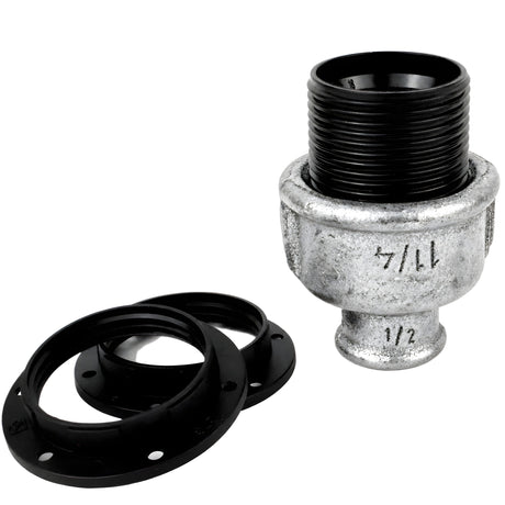 E27-lamphouderset van bakeliet op fitting 1/2'' (15x21mm) met binnendraad van gegalvaniseerd gietijzer
