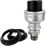 E27-lamphouderset van bakeliet op fitting 1/2'' (15x21mm) met buitendraad van gegalvaniseerd gietijzer