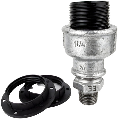E27-lamphouderset van bakeliet op fitting 1/2'' (15x21mm) met buitendraad van gegalvaniseerd gietijzer
