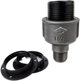 E27-lamphouderset van bakeliet op fitting 1/2'' (15x21mm) met buitendraad van voordelig zwart gietijzer