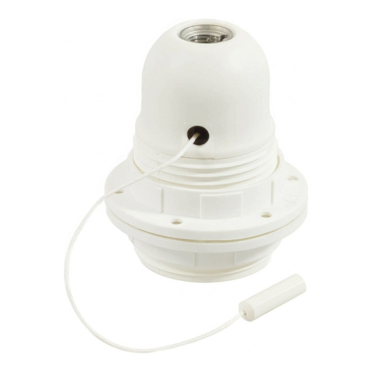 E27-fitting van thermoplast, dubbele ring, trekschakelaar — Wit