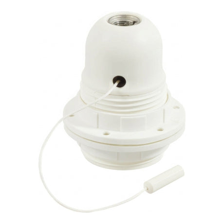 E27-fitting van thermoplast, dubbele ring, trekschakelaar — Wit