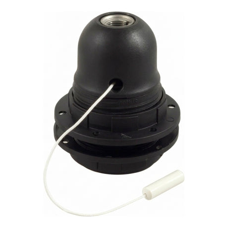 E27-fitting van thermoplast, dubbele ring, trekschakelaar — Zwart