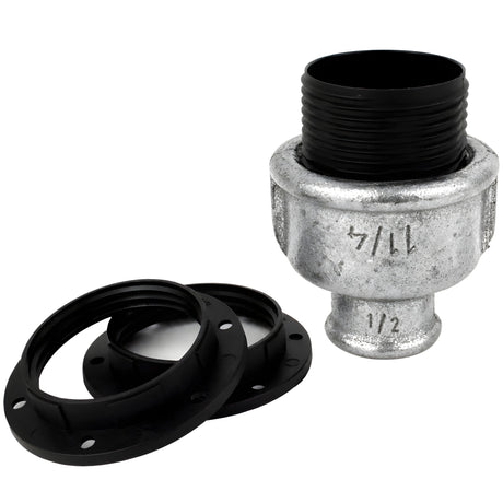 E27-lamphouderset van thermoplast op fitting 1/2'' (15x21mm) met binnendraad van gegalvaniseerd gietijzer