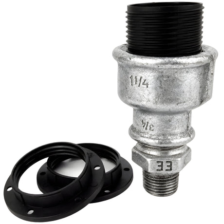 E27-lamphouderset van thermoplast op fitting 1/2'' (15x21mm) met buitendraad van gegalvaniseerd gietijzer