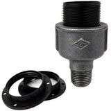 E27-lamphouderset van thermoplast op fitting 1/2'' (15x21mm) met buitendraad van voordelig zwart gietijzer