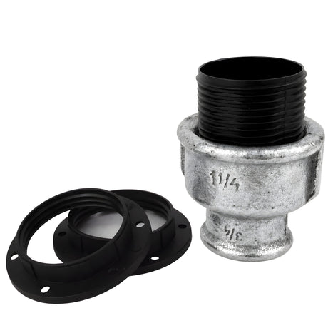 E27-lamphouderset van thermoplast op fitting met binnendraad van gegalvaniseerd gietijzer