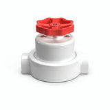 Porseleinen wisselschakelaar met knop en sokkel (set) — Wit / Rood / 2 uitgangen op één lijn