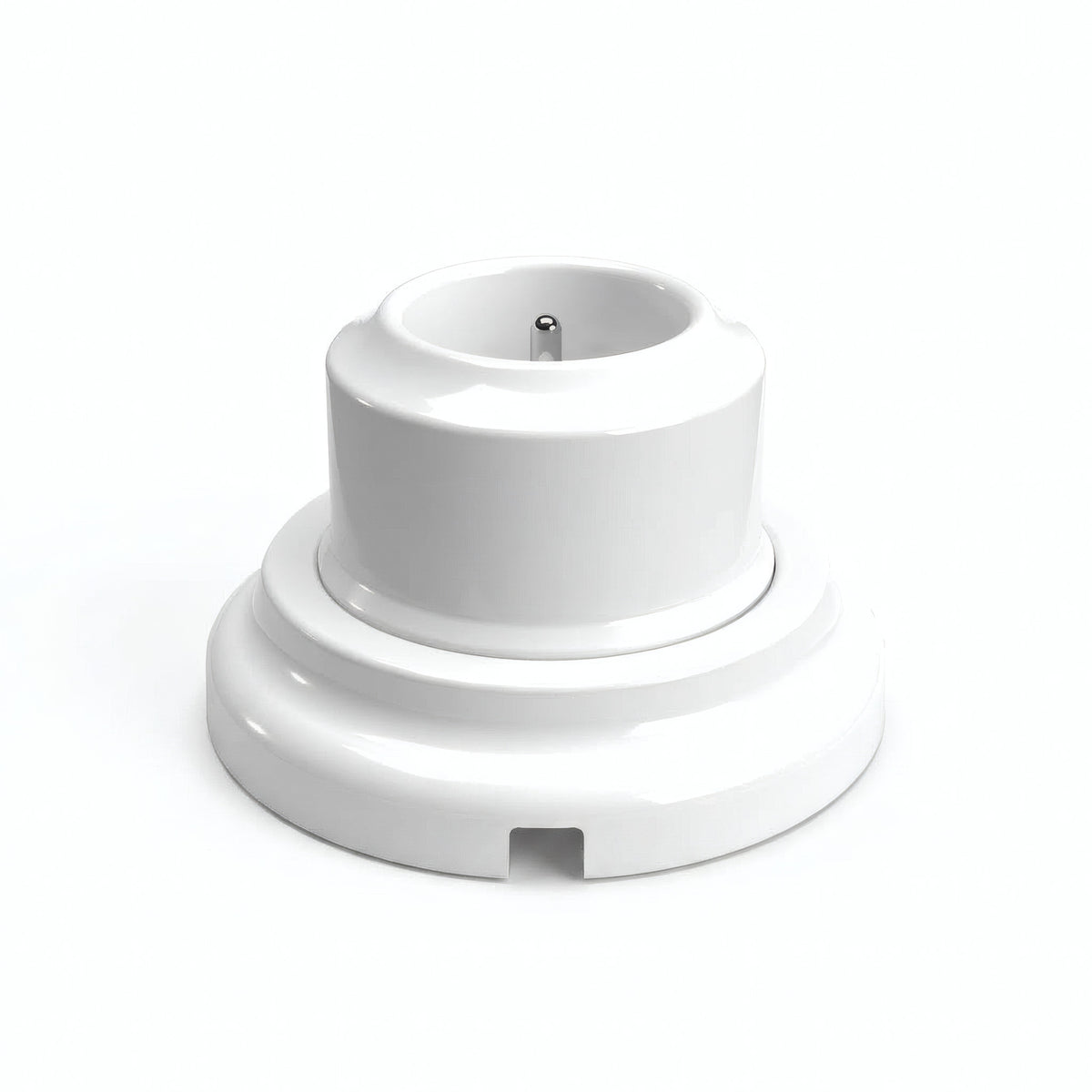 Porseleinen wandstopcontact met sokkel (set) — Frans 2P+T 16 A / Wit / Vlak Ø 100 mm