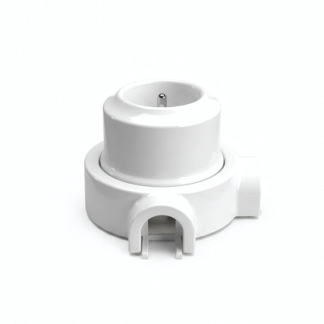 Porseleinen wandstopcontact met sokkel (set) — Frans 2P+T 16 A / Wit / 2 uitgangen