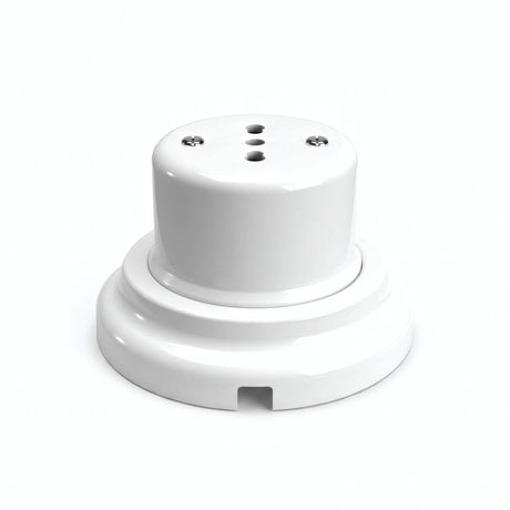 Porseleinen wandstopcontact met sokkel (set) — Italiaans 2P+T 10/16 A / Wit / Vlak Ø 100 mm
