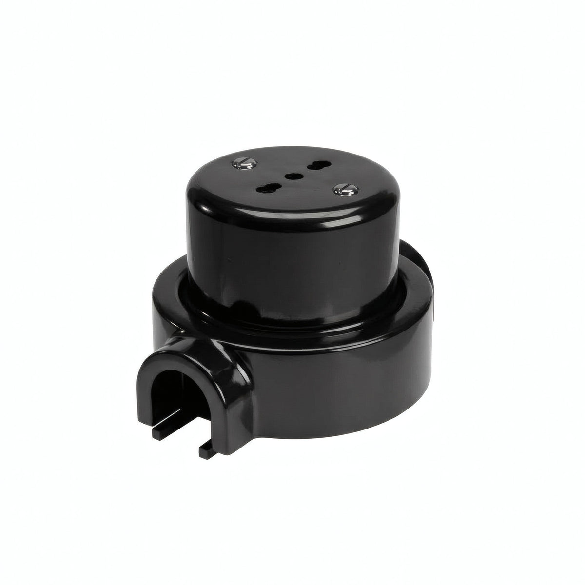 Porseleinen wandstopcontact met sokkel (set) — Italiaans 2P+T 10/16 A / Zwart / 1 uitgang