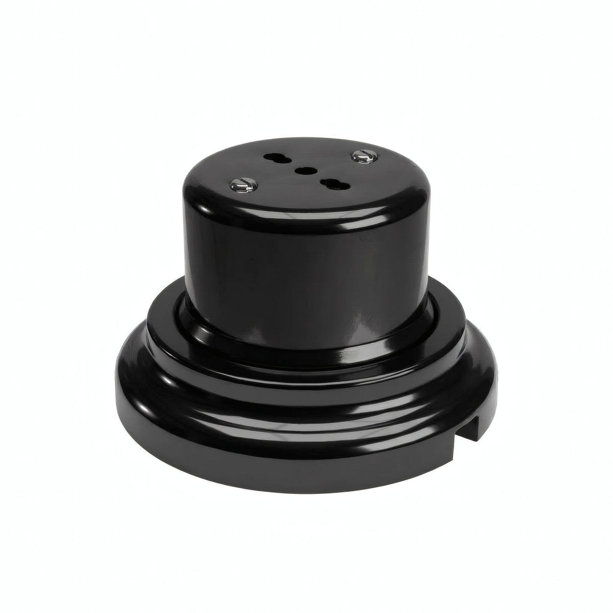 Porseleinen wandstopcontact met sokkel (set) — Italiaans 2P+T 10/16 A / Zwart / Vlak Ø 100 mm