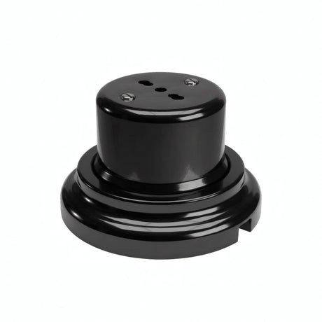 Porseleinen wandstopcontact met sokkel (set) — Italiaans 2P+T 10/16 A / Zwart / Vlak Ø 100 mm