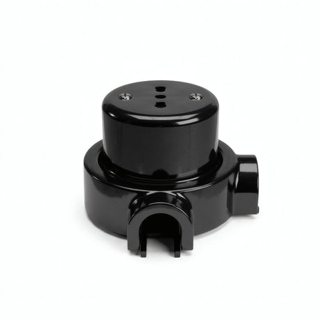 Porseleinen wandstopcontact met sokkel (set) — Italiaans 2P+T 10/16 A / Zwart / 2 uitgangen