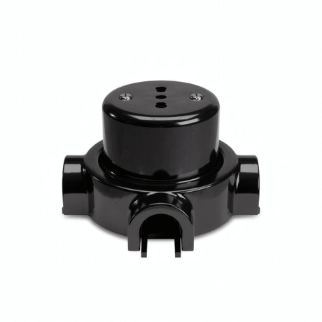 Porseleinen wandstopcontact met sokkel (set) — Italiaans 2P+T 10/16 A / Zwart / 3 uitgangen