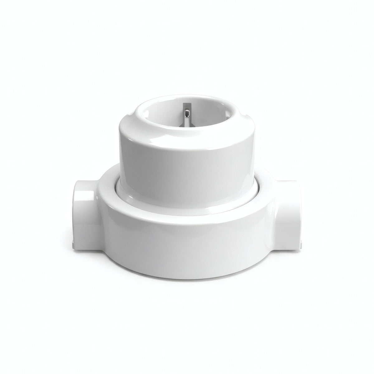 Porseleinen wandstopcontact met sokkel (set) — Schuko 2P+T 16 A / Wit / 2 uitgangen op één lijn
