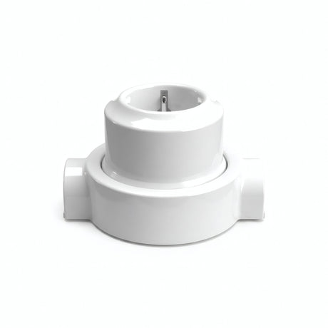 Porseleinen wandstopcontact met sokkel (set) — Schuko 2P+T 16 A / Wit / 2 uitgangen op één lijn