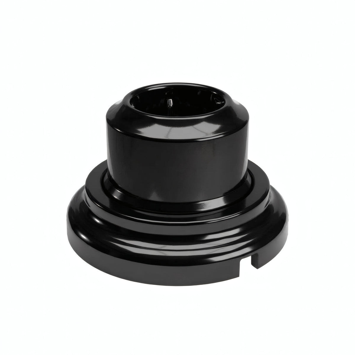 Porseleinen wandstopcontact met sokkel (set) — Schuko 2P+T 16 A / Zwart / Vlak Ø 100 mm