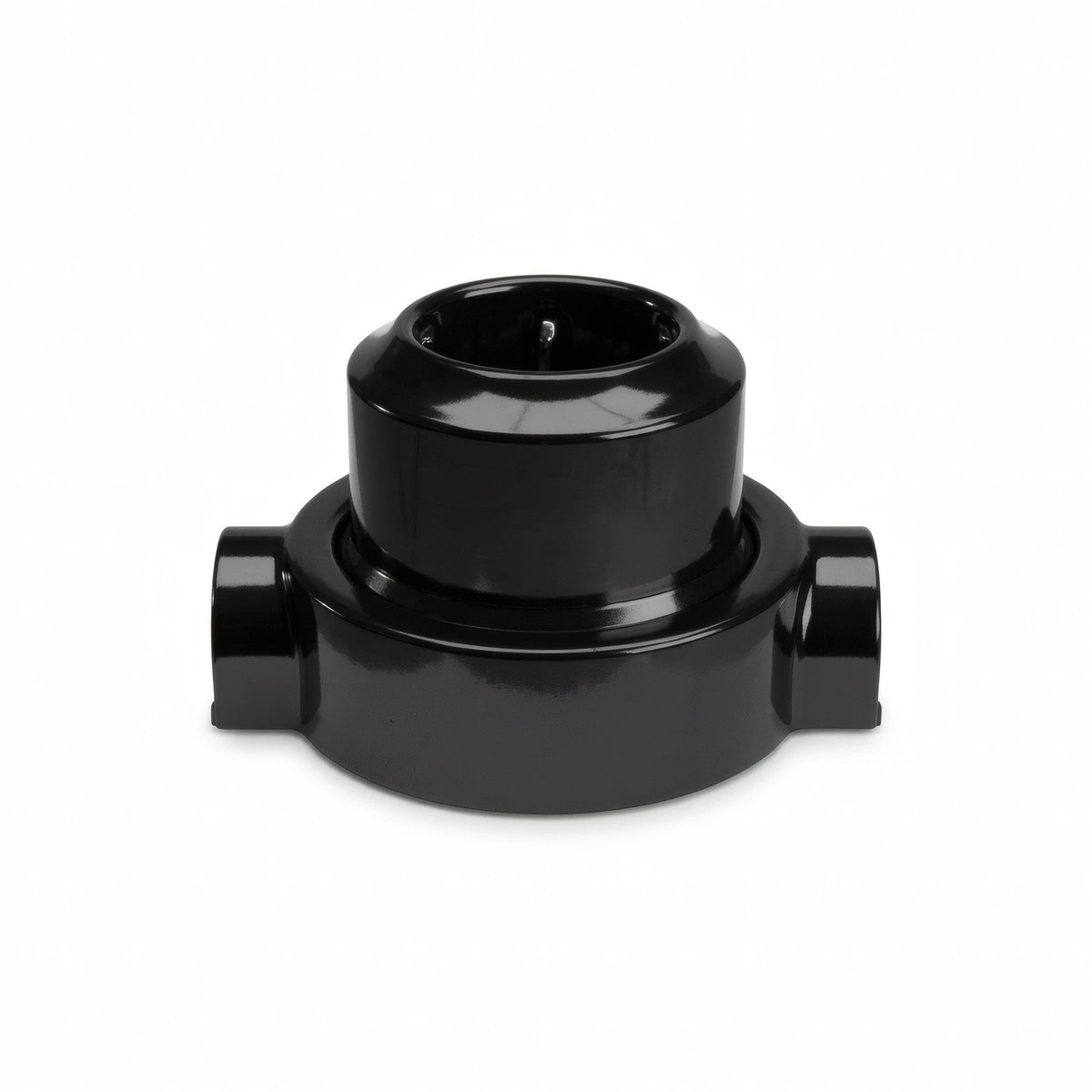 Porseleinen wandstopcontact met sokkel (set) — Schuko 2P+T 16 A / Zwart / 2 uitgangen op één lijn