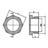 Technische maattekening: messing plug met buitendraad (ref. 1291)